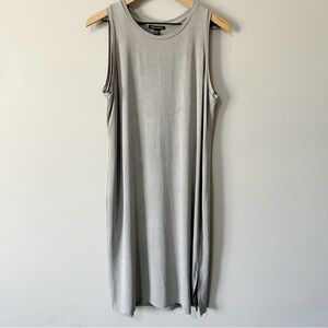Eileen Fisher Light Gray Sleeveless Tank Midi Dress Cupro Blend Size Medium